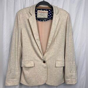 Anthropologie Cartonnier heathered cream cotton blazer, size M.